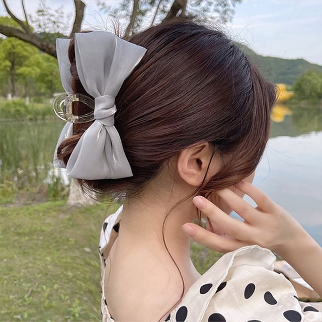 Fabric Bow Hair Claw SpreePicky