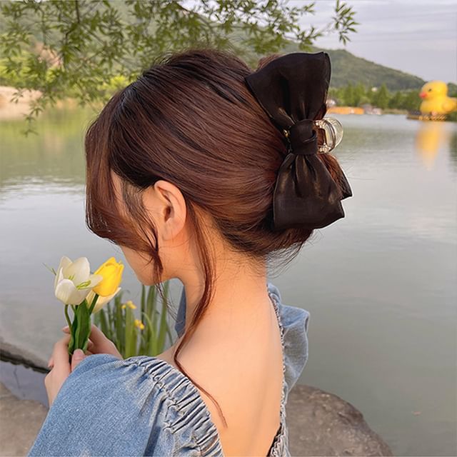 Fabric Bow Hair Claw SpreePicky