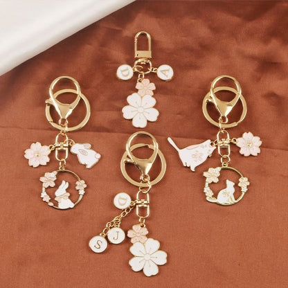 Floral / Rabbit Alloy Keyring (Various Designs) SpreePicky