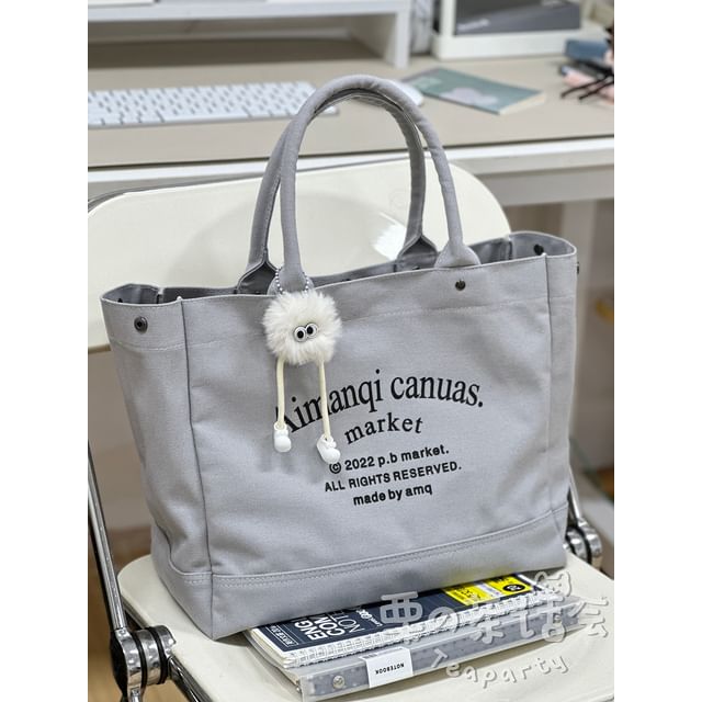 Lettering Canvas Tote Bag / Bag Charm / Set SpreePicky