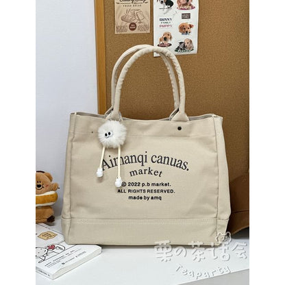 Lettering Canvas Tote Bag / Bag Charm / Set SpreePicky