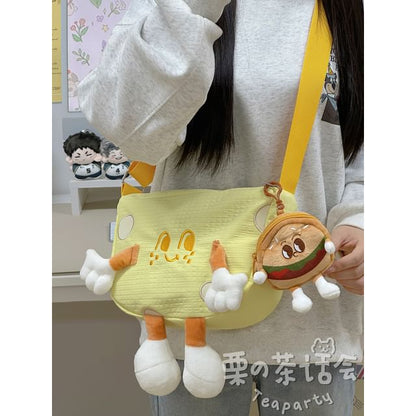 Cartoon Embroidered Crossbody Bag / Bag Charm / Coin Purse / Set SpreePicky