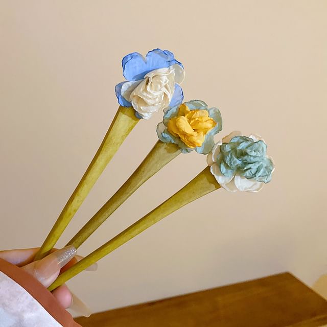 Floral Fabric Wooden Hair Stick SpreePicky