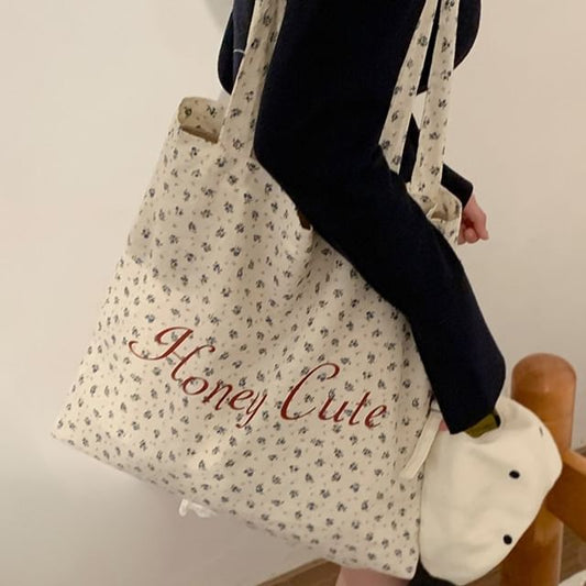 Floral Lettering Shopper Bag SpreePicky