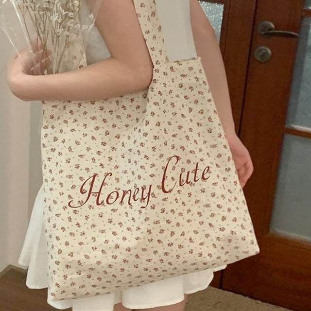 Floral Lettering Shopper Bag SpreePicky