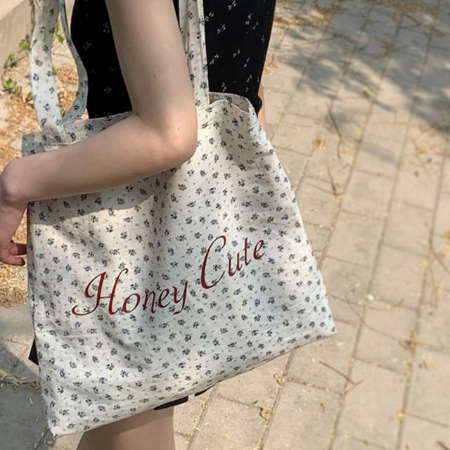 Floral Lettering Shopper Bag SpreePicky