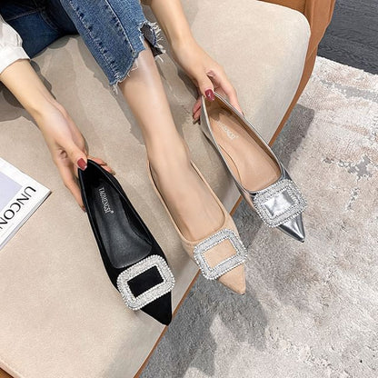 Pointed Toe Rhinestone Accent Flats SpreePicky