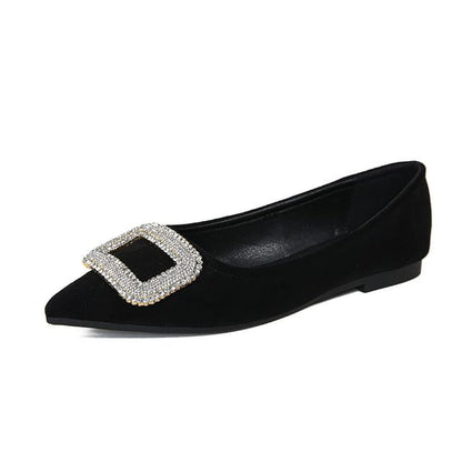 Pointed Toe Rhinestone Accent Flats SpreePicky