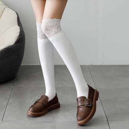 Lace Trim Over the Knee Socks SpreePicky