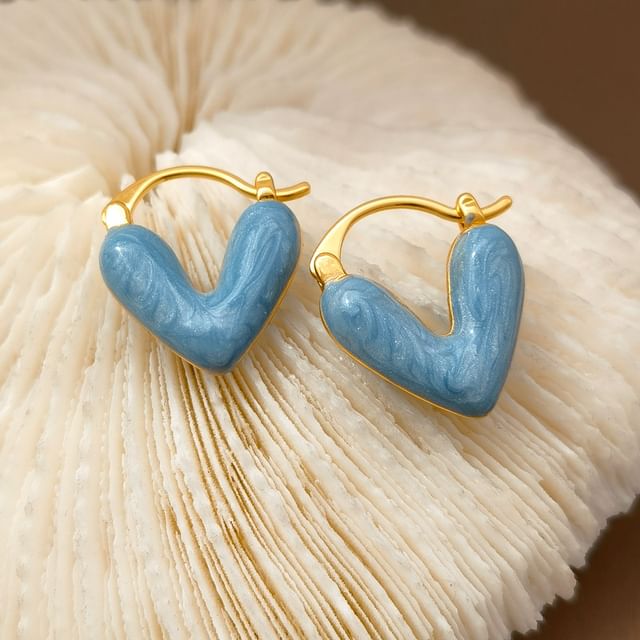 Heart Glaze Alloy Huggie Earring SpreePicky