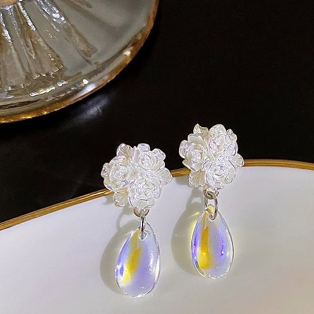 Floral Faux Crystal Alloy Drop Earring mySite