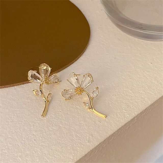 Floral Faux Crystal Alloy Stud Earring mySite