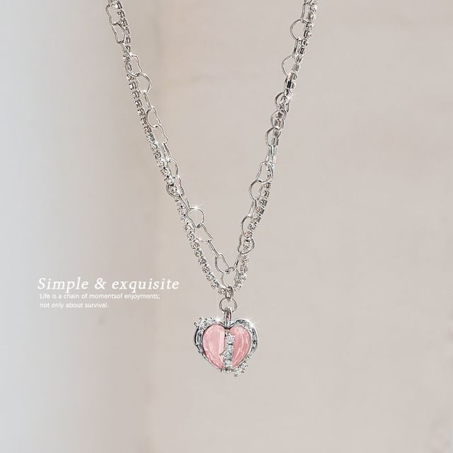 Heart Rhinestone Pendant Alloy Necklace (Various Designs) mySite