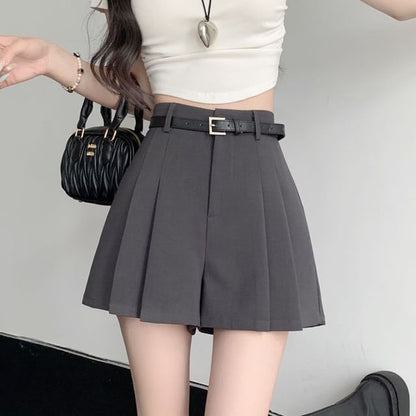 High Waist Plain Wide Leg Dress Shorts SpreePicky