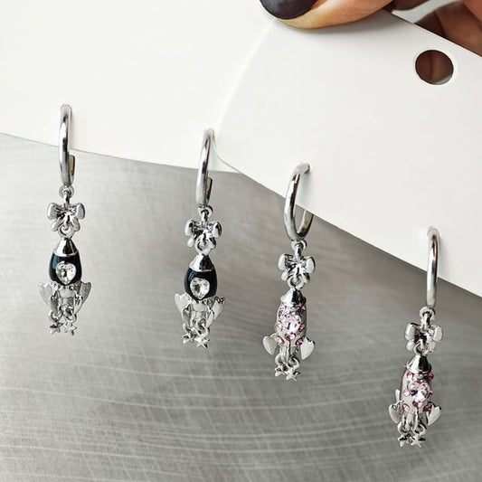 Rhinestone Rocket Hoop Drop Earring SpreePicky