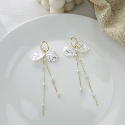 Faux Pearl Shell Drop Earring / Clip On Earring SpreePicky