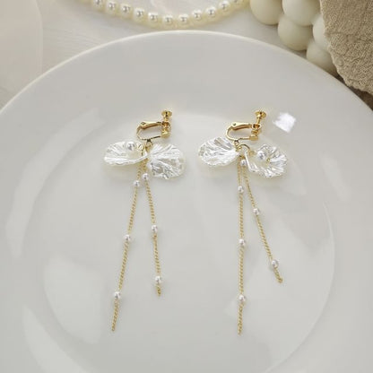 Faux Pearl Shell Drop Earring / Clip On Earring SpreePicky