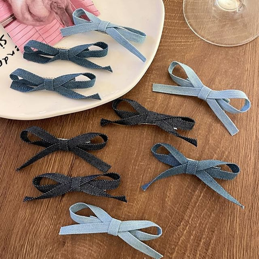 Set of 3: Bow Denim Hair Clip SpreePicky