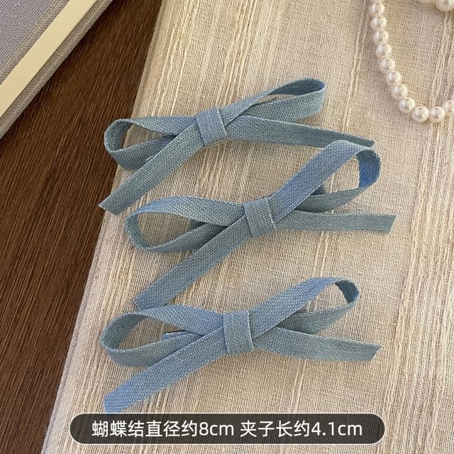 Set of 3: Bow Denim Hair Clip SpreePicky