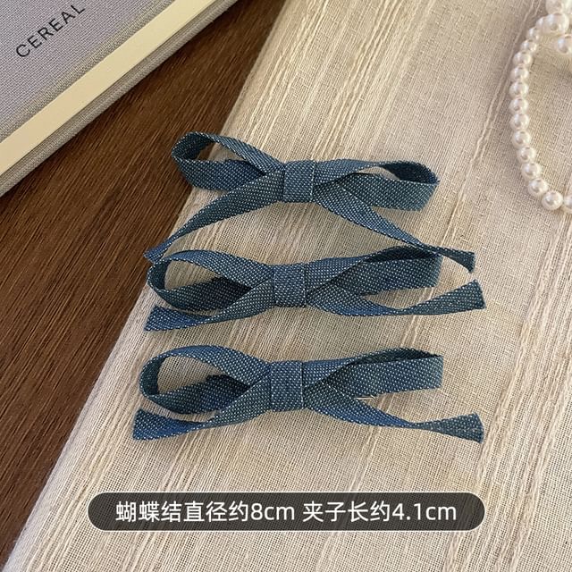 Set of 3: Bow Denim Hair Clip SpreePicky