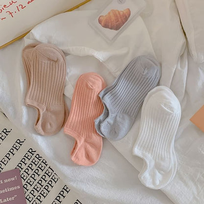 Plain Ribbed No Show Socks Set SpreePicky