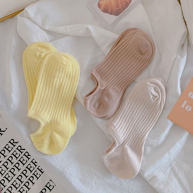 Plain Ribbed No Show Socks Set SpreePicky