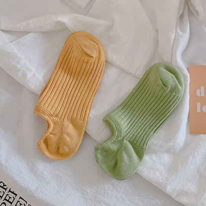 Plain Ribbed No Show Socks Set SpreePicky