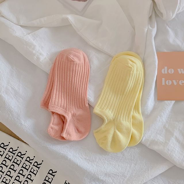 Plain Ribbed No Show Socks Set SpreePicky