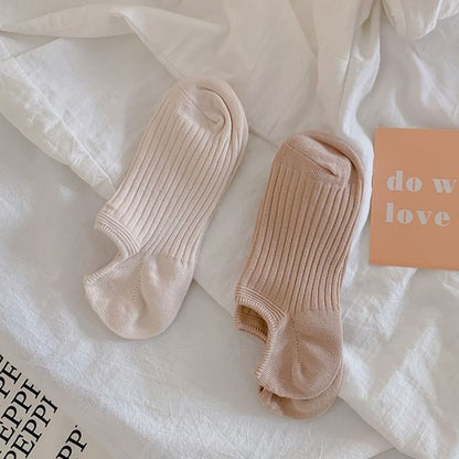 Plain Ribbed No Show Socks Set SpreePicky