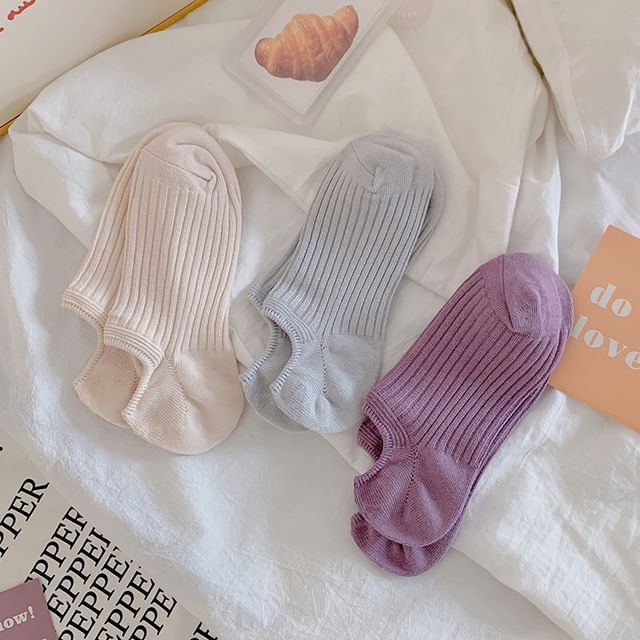 Plain Ribbed No Show Socks Set SpreePicky