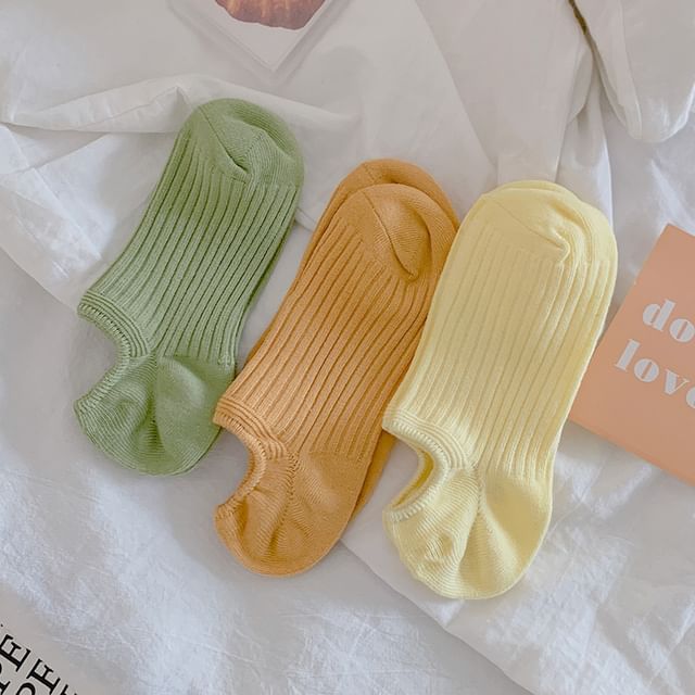 Plain Ribbed No Show Socks Set SpreePicky