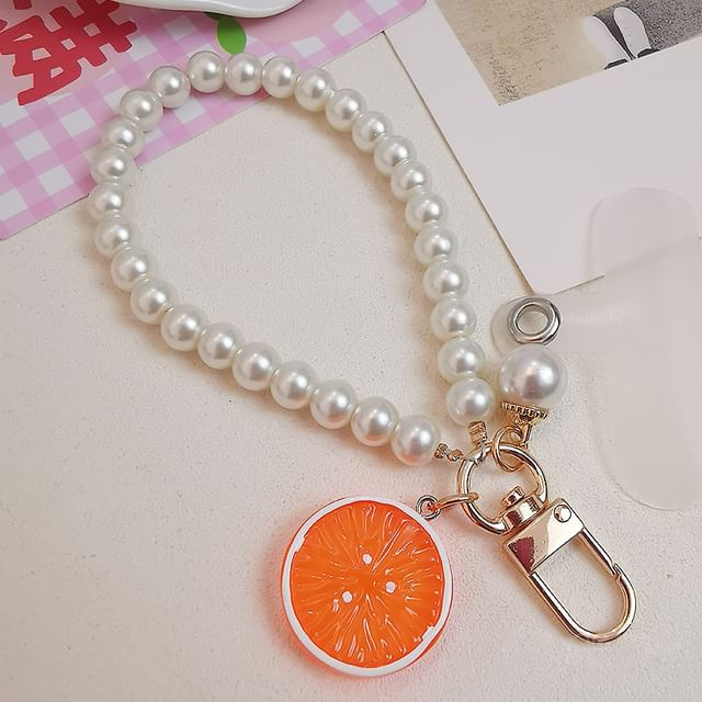 Fruit Faux Pearl Phone Strap with Lanyard Pad SpreePicky