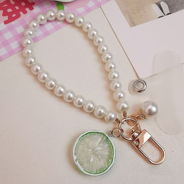 Fruit Faux Pearl Phone Strap with Lanyard Pad SpreePicky