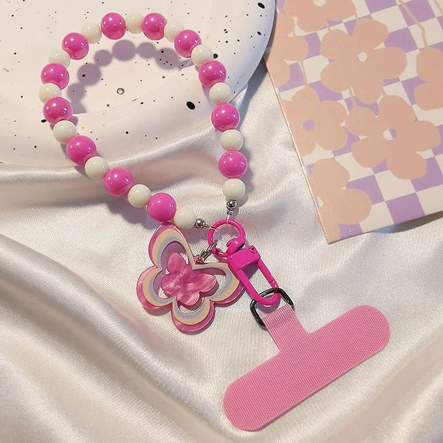 Butterfly Bead Phone Strap with Lanyard Pad SpreePicky