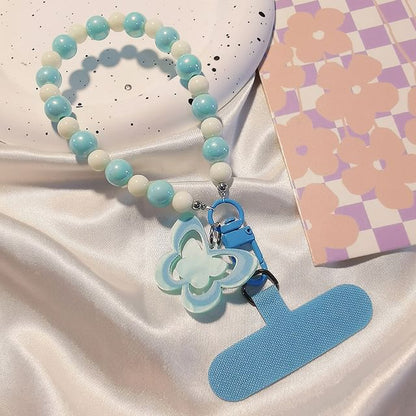 Butterfly Bead Phone Strap with Lanyard Pad SpreePicky