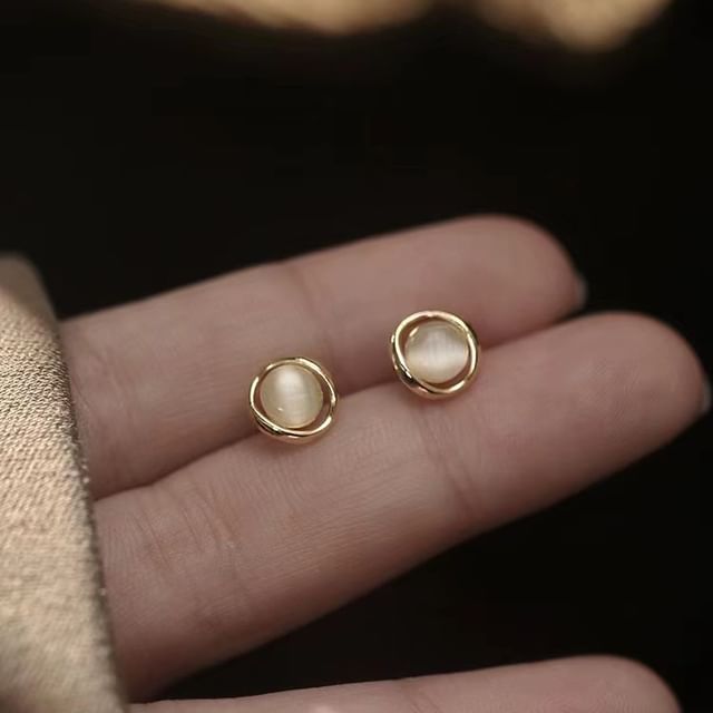 Faux Cat's Eye Stone Stud Earring SpreePicky