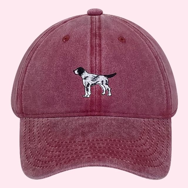 Dog Embroidered Washed Baseball Cap SpreePicky