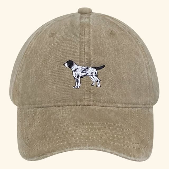 Dog Embroidered Washed Baseball Cap SpreePicky