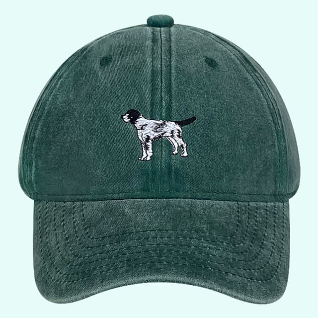 Dog Embroidered Washed Baseball Cap SpreePicky