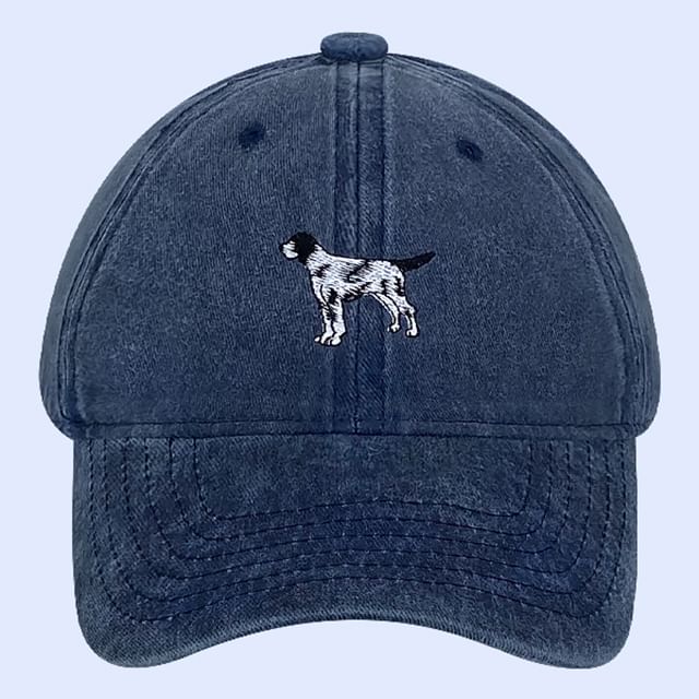 Dog Embroidered Washed Baseball Cap SpreePicky