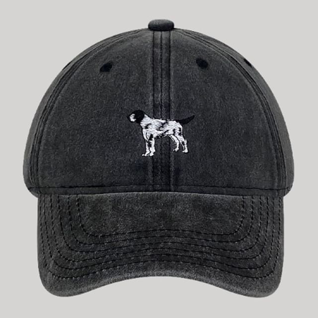 Dog Embroidered Washed Baseball Cap SpreePicky