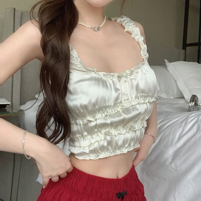 Hot / Tank Top Neck Pants Crop Square FashionChic