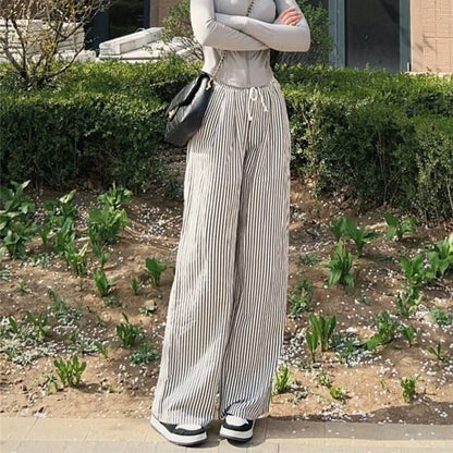 Mid Waist Striped Wide Leg Pants (Various Designs) SpreePicky