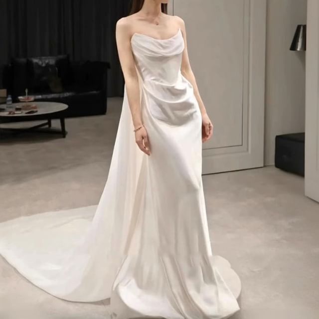 Strapless Gown Plain Mermaid Wedding FashionChic