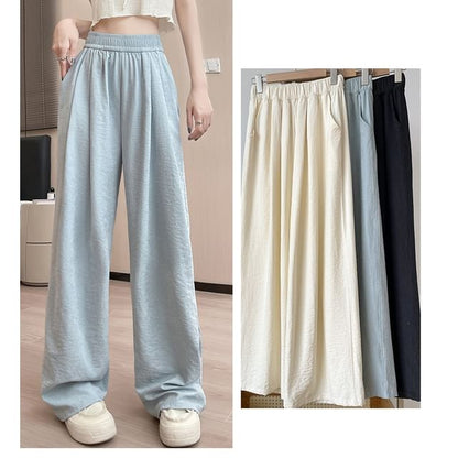 High Rise Plain Wide Leg Sweatpants SpreePicky