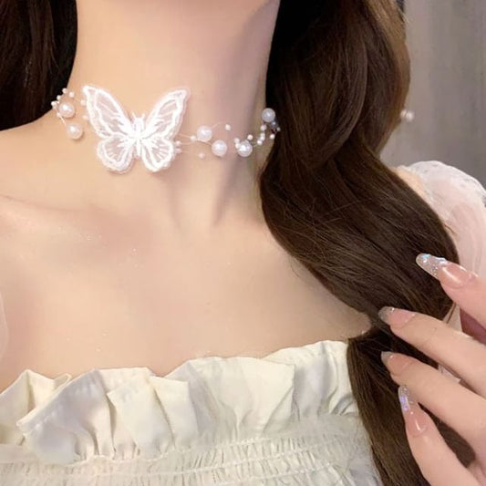 Butterfly Embroidered Necklace / Choker SpreePicky