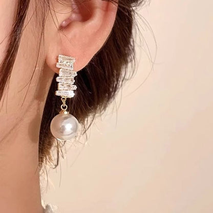 Rhinestone Faux Pearl Drop Earring SpreePicky