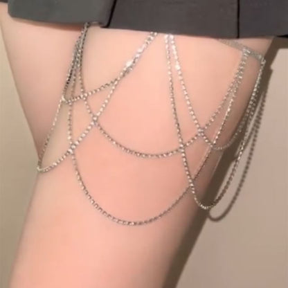 Faux Pearl / Rhinestone Layered Thigh Chain SpreePicky