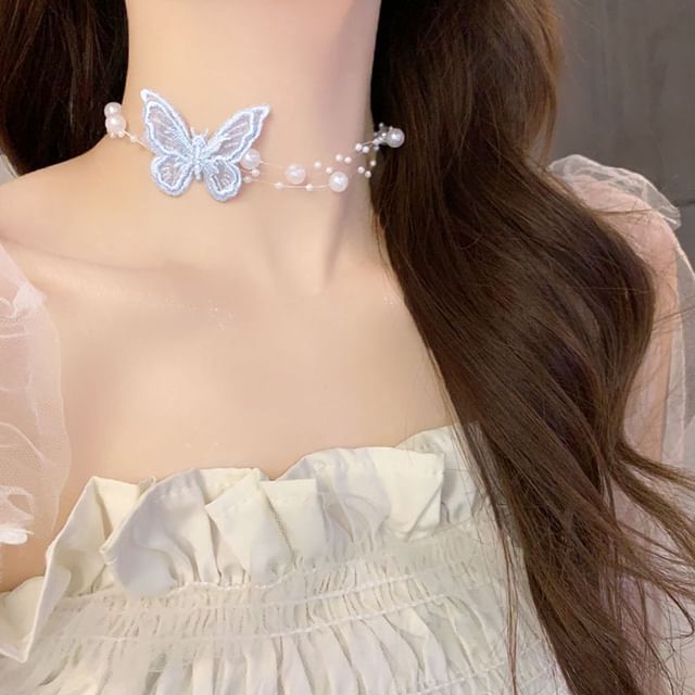 Butterfly Embroidered Necklace / Choker SpreePicky