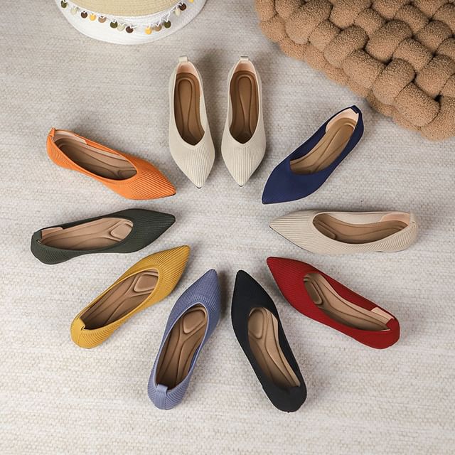 Plain Pointed Fabric Flats mySite